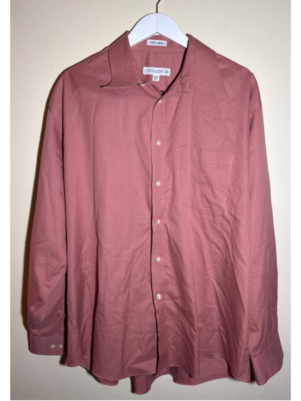 Joseph & Feiss Dress Shirt Neck 17.5 Pink Non-Iron
